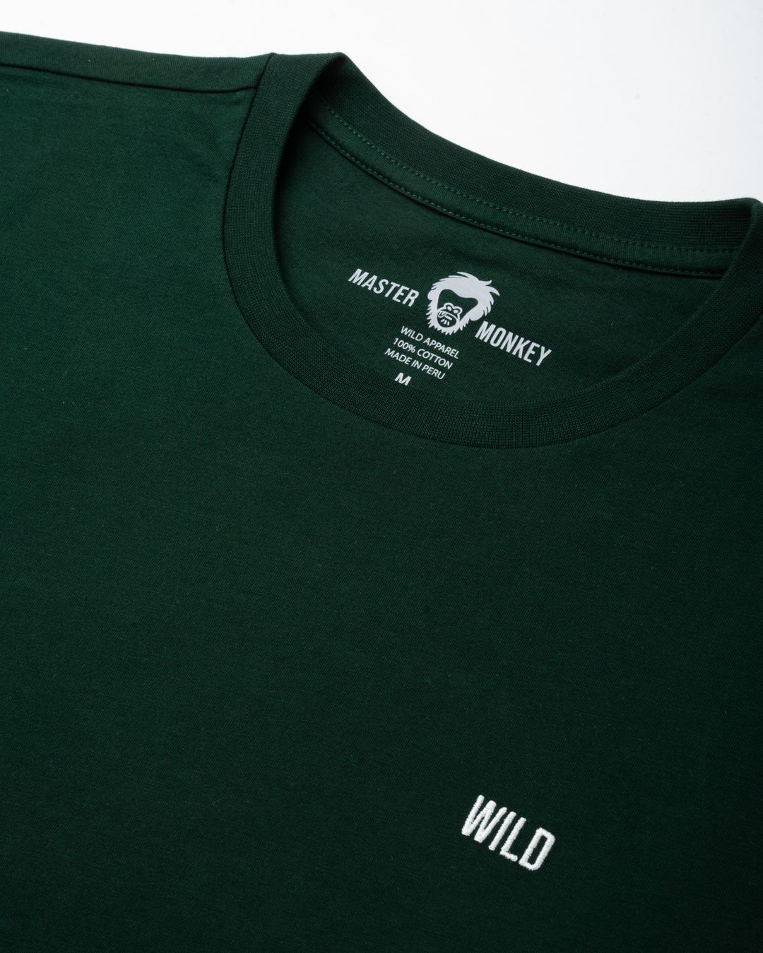 Dark green t-shirt with 'Master Monkey' logo and 'Wild' text on a white background #color_gunmetal-green