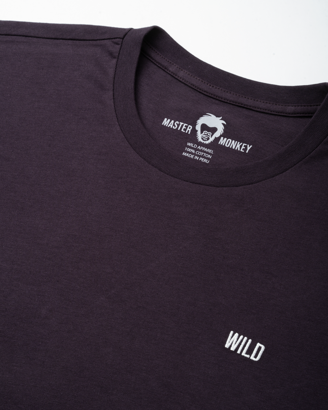 Purplish-grey t-shirt with 'Master Monkey' logo and 'Wild' text on a white background #color_lead